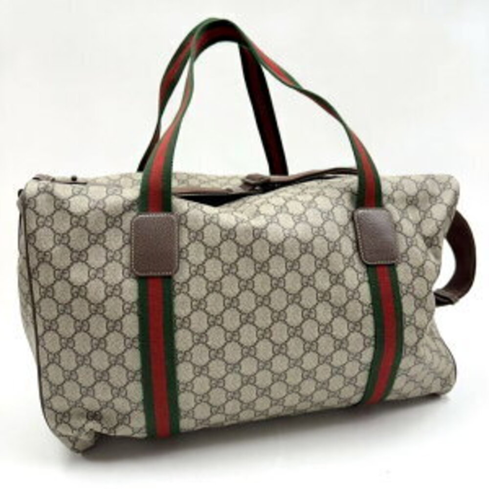 GUCCI Duffle Bag Boston GG Supreme Beige Tan Brown